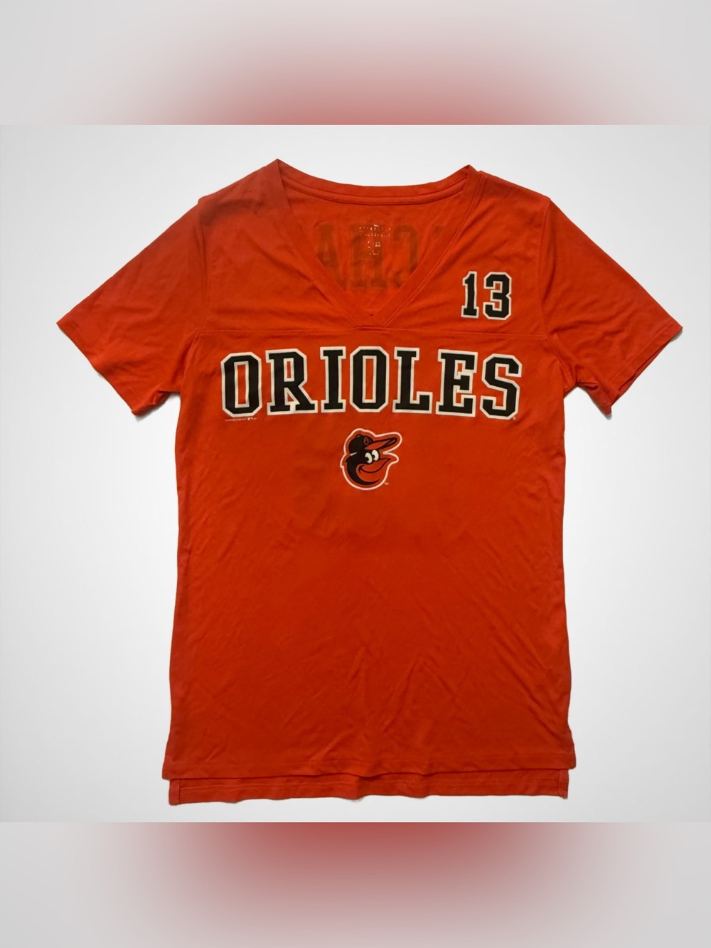 Baltimore Orioles Manny Machado #13 Women’s V-Neck Shirt Size M Orange